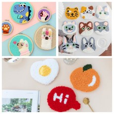 俄羅斯戳戳繡DIY杯墊材料包套裝，初學者毛線手工刺繡，教師節禮物首選, 小狗杯墊/新品, 1個