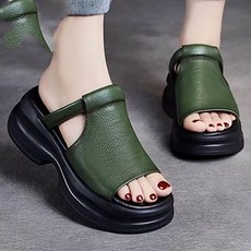 페이준 여성여름 4CM 통굽샌들 오픈토 키높이 아웃도어 슬리퍼 LN4343