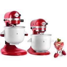 KITCHOOD Kitchenaid 스탠드 믹서용 아이스크림 메이커 부속품 1.9L(2쿼트) 냉동 요거트 - 및 셔벗 젤라토 메이커 4.3L(4.5쿼트) 이상의 믹서에 적합, KITCHOOD Kitchenaid 스탠드 믹서용 아이