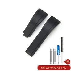 블랙 워터 남성용 고무 내구성 고스트 버클 그린 스틸 스트랩 시계 서브마리너 스테인레스 밴드용, Bla No Bu le, 20mm