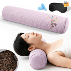 Folvia 인체공학 시원한 메밀 경추베개 높이조절 편안한 목지지 숙면 수면베개, 1개, 보라색