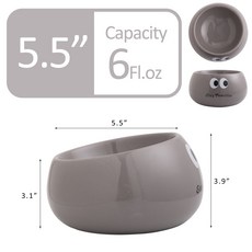 寵物碗陶瓷馬卡龍色護頸斜口碗厚重防打翻貓糧狗狗食盆, 1個, 灰色(24個/箱清裝18.5/個):如圖, 1L