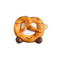 可愛椒鹽脆餅造型AirPods保護殼，矽膠防刮耐磨，個性時尚配件, 棕色, 1個, AirPods 1/2