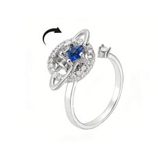 Planet 여성용 피젯 스피너 링 쌓을 수 있는 모조 크리스탈 스타 조절 가능한 오픈 밴드 독특한 회전 불안 스피닝 우아한 약속 결혼 스테이트먼트 링 ADHD 스트레스 해소