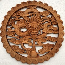 香樟木 仿古木雕掛件擺件 直徑38釐米, 如圖所示, 1個