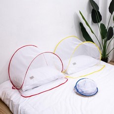 일상편리 휴대용 미니 모기장 원터치 방충망 싱글 침대, 레드