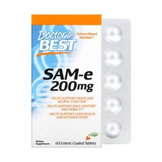 Doctor's Best SAM-e 닥터스 베스트 더블 스트렝스 샘 이 200mg 60정, 1개
