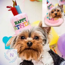 펫 생일초 머리띠 소 핑크 생일파티용품 파티모자