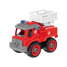 雪倫小舖 擰螺絲DIY可拆裝玩具車 可組裝工程車玩具 直升機 推土機 汽車組裝玩具, 消防升降車, 1個