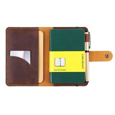Fasjosma 8.9cm x 14cm(3.5인치 x 5.5인치) 하드커버 노트북용 가죽 저널 커버 몰스킨과 호환되는 소박한 핸드메이드 가죽 노트북 커버 포켓 사이즈 하드커, 브라운, 브라운