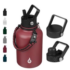 BJPKPK 6-in-1 풀 액세서리 스테인리스 워터보틀 1182ml 사쿠라, 브릭 레드