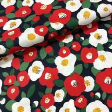純棉斜紋印花布料 紅花柔軟細膩幅寬160cm, 1個, 紅花