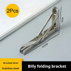 8인치 2pcs 헤비 듀티 접이식 선반 브래킷 삼각형 스트레이트 빌리 나사가있는 벽걸이 테이블, 01 8 inches, 03 Silvery 2Pcs