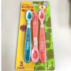 嬰兒感溫軟勺3入套裝 食品級矽膠護牙軟邊設計 寶寶餵飯神器 溫感變色湯匙, 1個, 女寶寶款（藍+粉+粉）紅標