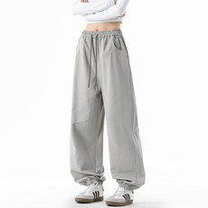 美式純色寬鬆直筒休閒運動長褲