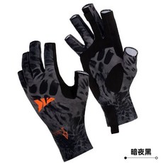 KastKing 卡斯丁 釣魚手套 露五指 透氣 防滑 防曬 路亞 垂釣裝備, 黑色,L/XL, 1個