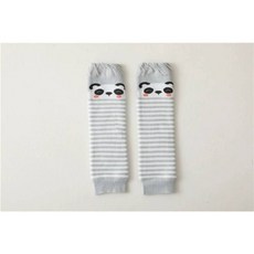 卡通條紋襪套 秋冬加厚毛圈 寶寶護膝襪套 學爬護手套 保暖舒適, 1個, B灰熊