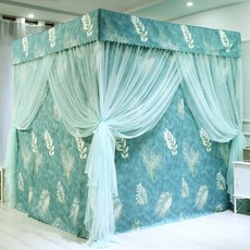 침대가림막 사각 캐노피 가림막 침대 커튼 침실 공주 커텐 모기장 가리개, 그린