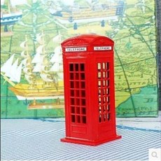紅色電話亭模型, 街頭電話亭儲蓄罐家居擺件英國倫敦旅遊電話亭模型, 1個