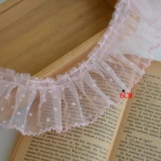 1 미터 핑크 카멜 보리 더블 폴카 도트 메쉬 프릴 레이스 의류 소재 액세서리 드레스 레이스 리본, 분홍색 하나, 1개