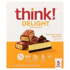 Think De라이트 프로틴바 초콜릿 땅콩 버터 파이 바 5개 개당 40g(1.41온스), 5 개, 40g