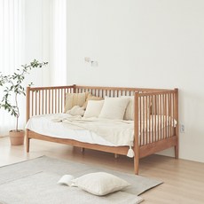 레이디가구 스칸딕 로맨틱 데이베드 고무나무 원목 침대 SS 슈퍼싱글 방문설치, 내추럴