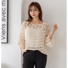 코바늘 포인텔 자스민 풀오버, 코랄, 1개