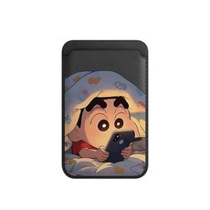 짱구 이불 속에 숨다 팬터 맥세이프 호환 가드지갑 갤럭시 아이폰, 1개, 블랙