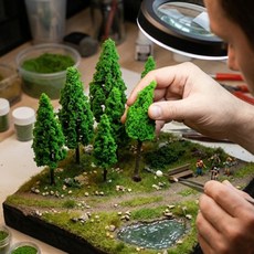 디오라마나무 스케일모형 디오라마 침엽수 나무모형 80mm 녹색 풍경 건축, H=80mm