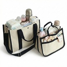 라온 분리수납 정리편한 캔버스 기저귀가방 이너백, 네이비