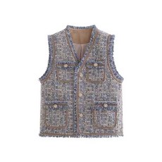 여름트위드베스트 여름옷 오피스룩 레이어드 고급 트위드 조끼