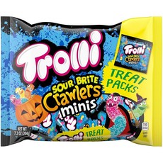 Trolli Sour Brite Crawlers 미니 캔디 젤리 웜 할로윈 트릭 오어 트릿 사이즈 파우치 204.1g7.2온스 [호환]