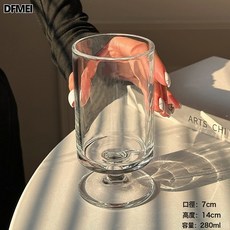 DFMEI 高腳果汁玻璃杯家用高顏值樹紋直筒創意透明果茶氣泡水杯雞尾酒杯, 1個