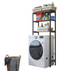 Easy Buy洗衣機收納架，浴室置物架，多層收納，穩固耐用，可調節腳墊, 三層馬桶架黑武士, 1個