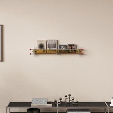 아크릴 매거진랙 잡지 꽂이 벽걸이 책 진열대 인테리어 선반 디자인, 1단, 옐로우 660x120x50mm