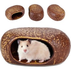 햄스터 은신처 기니 돼지 은신처를 위한 게르빌 침대 세라믹 하우스 시리아 레밍스 또는 기타 유사한 크기의 작은 애완동물 침대를, Brown