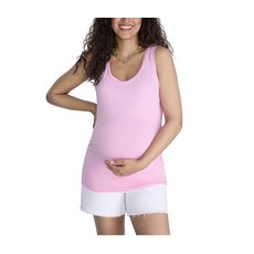 Motherhood Maternity 여성용 사이드 주름 장식 스쿱넥 임산부 탱크탑 레드 XS, 프리즘 핑크