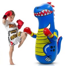아동용 공기 주입식 펀칭백 - 밥 백 공기 주입식 펀칭 장난감 - 즉각적인 바운스 백 무브먼트가 있는 공기 주입식 공룡 - 바닥 공간은 모래와 물을 모두 사용할 수 있습니다(높, 블루