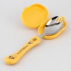 오히게노퐁 편한 스푼/포크 숟가락 포카락, 1개, 단품, 옐로우