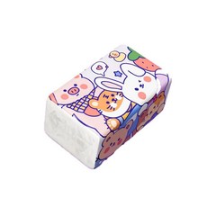 卡通包裝抽取式衛生紙 四層75抽 小包裝 攜帶方便 單抽式紙巾 廚房紙, 1個, 紫色萌熊抽取式衛生紙 x1包/50抽