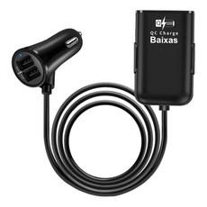 체리스팟 DU17 차량용 시가잭 듀얼 USB 확장형 연장형 백클립 4구 차량 충전기, 1개