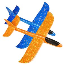 泡沫滑翔飛機手拋飛機玩具戶外兒童大號網紅回旋模型, 【手拋飛機】大號2架【藍色+橙色】, 1個