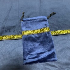 고급 타로 스프레드천 카드 테이블 보 깔개천 & 파우치 세트, 네이비(+골드라인), 1개, 62x62