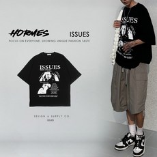 HORMES 樂團 搖滾 韓國 說唱 ISSUES樂團T恤，舒適透氣，展現獨特搖滾風格, 黑色,M