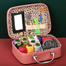 針線盒針線套裝家用針線包手提工具便攜收納多功能手工縫補百寶箱, 粉禮盒【10卷線彩線+8件套】, 1個