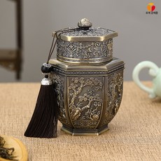 가정용 티박스 금속 차보관함 밀폐 방습 고급 차통 용기, 1개, A_차잎 캔에 꽃무늬 차잎 캔에 꽃무늬