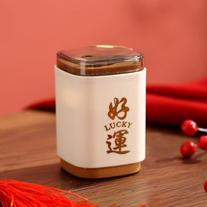 新年好運按壓式自動彈出牙簽筒 創意家用牙簽盒, 1個, 金色好運1個