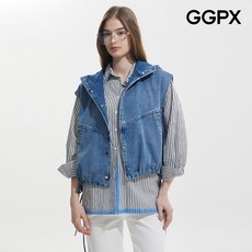 [백화점 홈쇼핑 정품] GGPX 캐주얼 스트링 후드 데님 베스트 GQ3VT003F