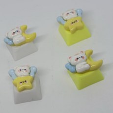 좋은 키캡 딸깍이 키보드 LED 키링 클릭커 ASM 캡 헤드 캐릭터 동물 곰 베어 테디베어 별 달