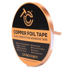 스테인드글라스 기타 EMI 차폐 전기 연결 수리 접지 공예용 전도성 순수 구리 테이프 양면 접착 동박 (1/4)INCH*66FT), 1/4INCH*66FT, 1
